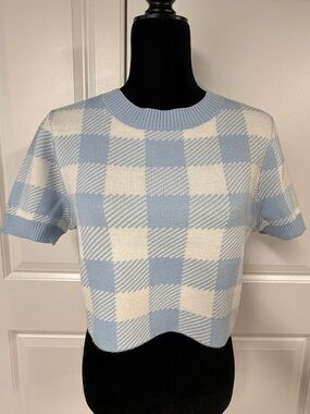 H&M Divided Cropped Checkered Sweater Top